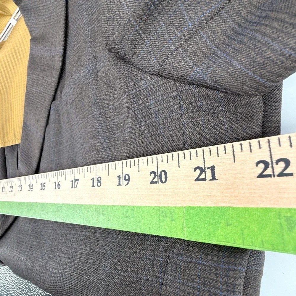 Vintage Towncraft Plus Mens Plaid Blazer 42R Brown Two Button Lined Jacket